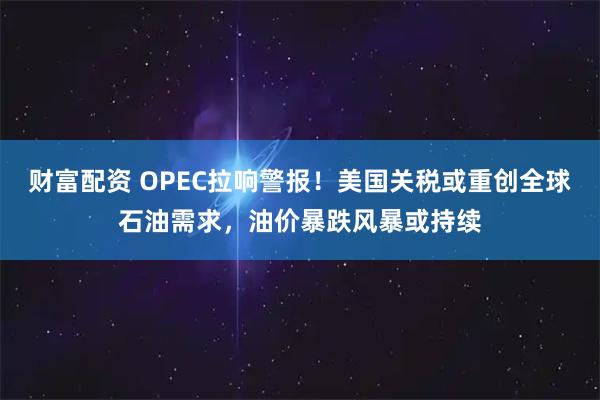 财富配资 OPEC拉响警报!美国关税或重创全球石油需求,油价暴跌风暴或持续